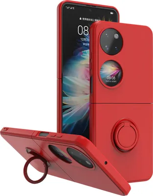 Produktbild von Huawei P50 Pocket Handyhülle, Ring Halter Ständer Kratzfeste Weiche Silikon schutzhülle für Huawei P50 Pocket Rot