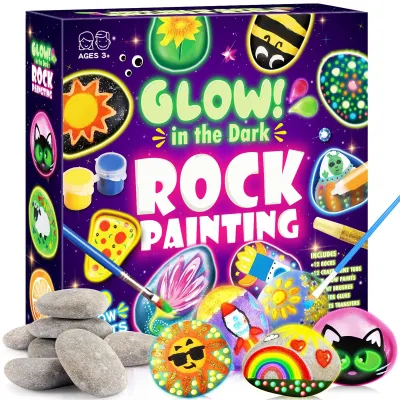 Immagine prodotto di Elzusha - Set per decorare pietre - Kit creativo per bambini dai 5 ai 12 anni - 12 pietre e 20 colori