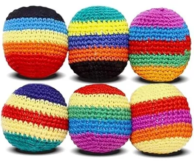Produktbild von Set mit 6 Jonglierbälle mit Aufbewahrungstasche, Weiche Strick Bälle, Bunte weiche Kickbälle für Kinder und Erwachsene Ideal für Anfänger Schulen Zirkus Spiele und Outdoor Aktivitäten