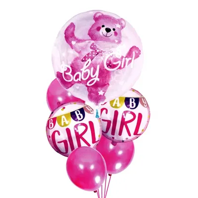 Produktbild von Aga Set von aufblasbaren Ballons mit Konfetti BABY GIRL 6 Stück - Rosa