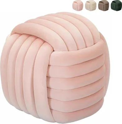Produktbild von Moderner Samt-Pouf Softy mit gestepptem Design - Pink