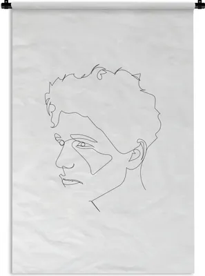 Produktbild von MuchoWow® Wandteppich Wandbehang Mann - Strichzeichnung - Schwarz - Weiß 90x135 cm Tapisserie Dekoration Wandtuch - Baumwolle - Wandskulptur