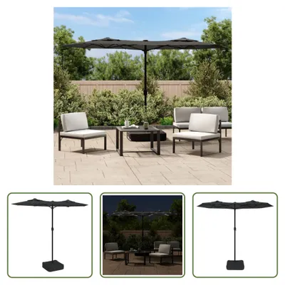 Immagine prodotto di The Living Store Ombrellone doppio con LED antracite 316x240 cm