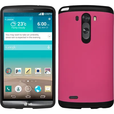 Produktbild von PhoneNatic Hybridhülle kompatibel mit LG G3 - ShockProof pink Cover Schutzhülle + 2 Schutzfolien