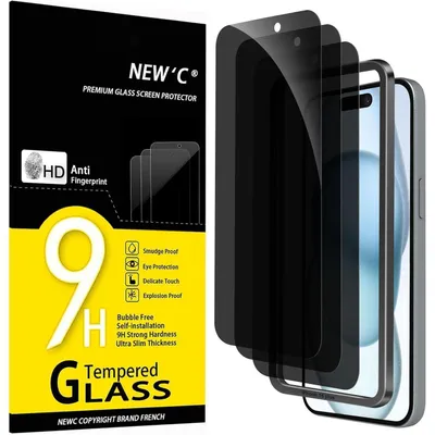 Zdjęcie produktu dla 3 folie ochronna na ekran do iPhone 16 Plus/15 Plus o przekątnej 6,7 cala, kolor czarny, wraz z narzędziem do montażu