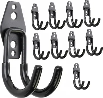 Image de Lot de 10 crochets muraux BOTLE, crochets à outils, pour outils électriques, en forme de U, 7 cm, robustes avec revêtement PVC, pour garage, remise, crochets pour vêtements et rouleaux à peinture, crochets doubles, capacité de charge jusqu'à 40 kg