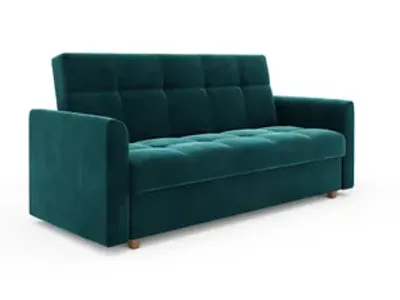 Produktbild von FURMEB24 LENTO Schlafsofa mit Schlaffunktion, Stauraum fr Bettzeug, hochwertiger trkis Stoff