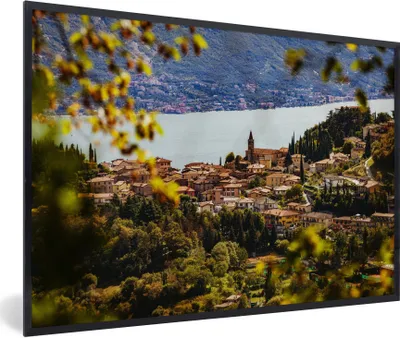 Produktbild von MuchoWow® Gerahmtes Poster Gardasee - Stadt - Laub 90x60 cm - Poster mit Schwarzem Bilderrahmen Wandposter Rahmen Foto Bilder - Fotorahmen - Foto-Plakat