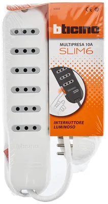 Produktbild von bticino 3630DB, Drinnen, Weiß, 6 AC-Ausgänge, 250 V, 10 A, 110 mm
