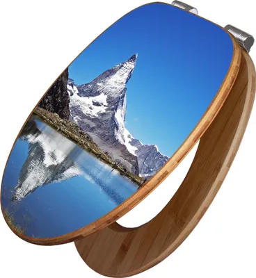 Produktbild von banjado Design WC Sitz Bambus Absenkautomatik - Matterhorn - Toilettendeckel mit Absenkautomatik Holz/hochwertiger Bambus Klodeckel/WC-Sitz für alle gängigen Toiletten [TDB2 10411]