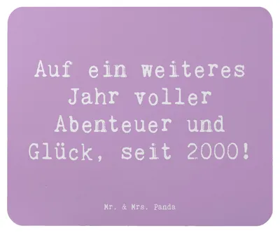 Produktbild von Mr. & Mrs. Panda Mouse Pad Spruch 2000 Geburtstag Abenteuer Glück - Lavendeltraum - Geschenk, besondere Geschenke, Mousepad, Mauspad, Geburtstagskind seit, Glückwünsche