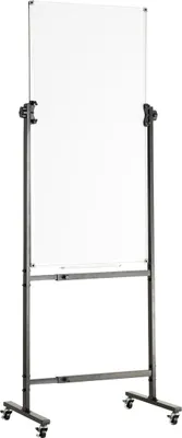 Zdjęcie produktu dla Rolowana tablica magnetyczna, dwustronna tablica mobilna 24 x 48 cali, tablica suchościeralna z regulowaną wysokością i kółkami, 1 marker magnetyczny i 3 markery suchościeralne oraz ruchoma tacka do biura lub szkoły.
