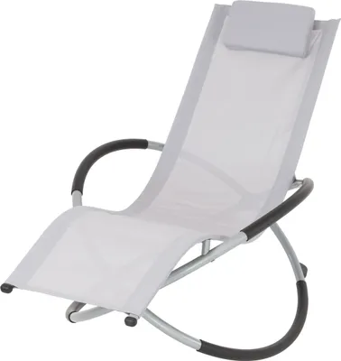 Image de ECD Germany Chaise longue à bascule pliable Gris clair, avec appui-tête, cadre en acier, résistant aux intempéries, respirant, fauteuil relax ergonomique