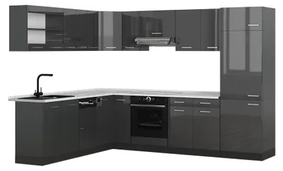 Zdjęcie produktu dla Kogoszczona kuchnia Vicco R-Line Antracyt połysk/Antracyt 287 x 227 cm, BP Marmur, Model 53720