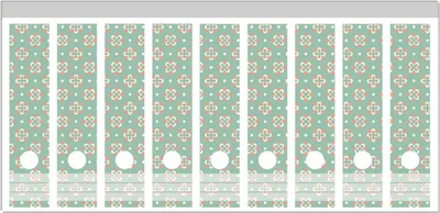 Produktbild von Wallario Ordnerrücken Sticker, selbstklebend für breite Ordner, 9 Stück, Motiv Muster in rot weiß auf grün - Blütenblätter