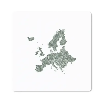 Produktbild von MuchoWow® Mauspad Mousepad Europa Karte - Blätter - Grau 30x30 cm - Mousepads - Maus Mat - Pad - Mausunterlage - Gaming