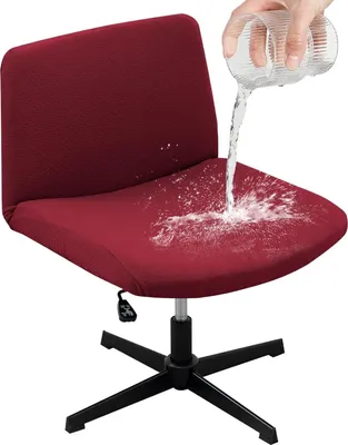 Produktbild von Schonbezug für armlose Stühle, 100% wasserdicht Stuhlhussen für armlosen Waschtisch-Stuhlbezug, breiter Sitz Stuhlbezug mit mittlerer Rückenlehne,Rot