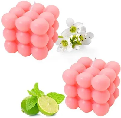 Produktbild von Bubble-Kerze, 6 x 6 x 6 cm - rosa - aus natürlichem Sojawachs - duftende Dekoration - Vemera
