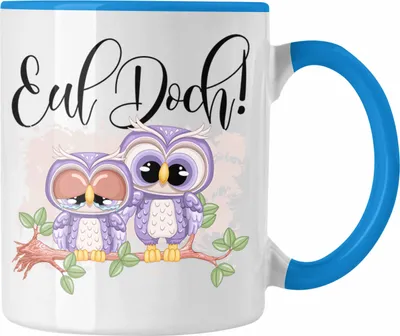 Produktbild von Trendation - Eul Doch Eulen Tasse Geschenk Frauen Eulenliebhaber Fans (Blau)