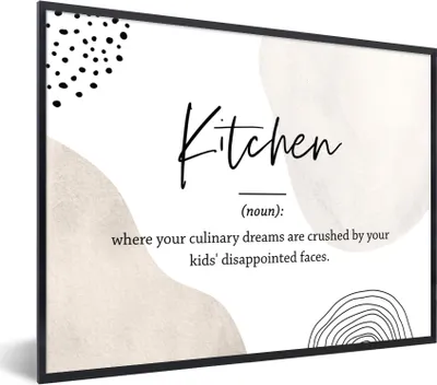 Produktbild von MuchoWow® Gerahmtes Poster Sprichwörter - Definition Küche - Zitate - Küche - Wörterbuch 80x60 cm - Poster mit Schwarzem Bilderrahmen Wandposter Rahmen Foto Bilder - Schwarzem - Mit Gestell