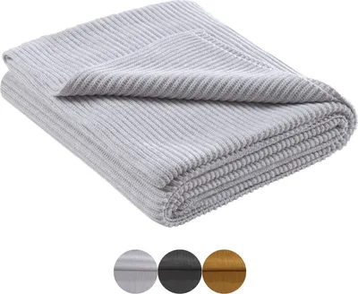 Obrázek produktu pro WOMETO eco cosy deka pletená 140x190 bílá strakatá - pletená deka teplá měkká deka s elegantním a jednoduchým pleteným vzorem