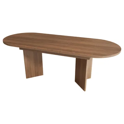 Produktbild von Flieks Ovaler Esstisch Küchentisch mit ausziehbarer Tischplatte, Esszimmertisch Tisch für 6-8 Personen, 140-180x90x75cm, Nussbaum