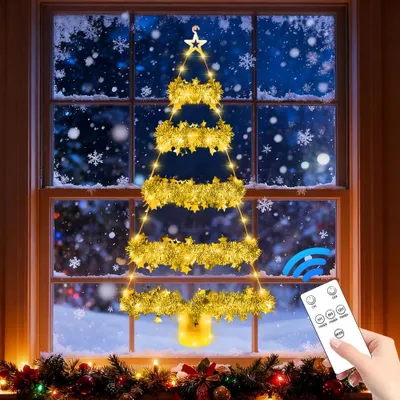 Productafbeelding van Kerstboomlichtsnoer met lichtslinger, 80 cm, led, op batterijen, kerstboomvorm