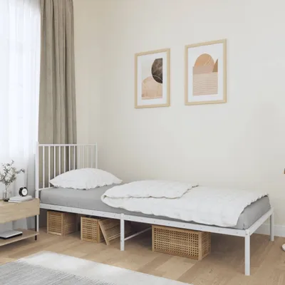 Obrázok produktu pre Maison Exclusive - Rám postele s čelom z bieleho kovu 90x190 cm