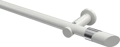 Produktbild von Interdeco Gardinenstange / Vorhangstange Weiß, Typ Platon Verano (Schräge Bicolor) ohne Ringe, 20 mm Ø 1-läufig, 120 cm