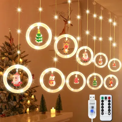 Produktbild von LED-Lichtervorhang, 3 Meter, 100 LEDs, Weihnachtsbeleuchtung mit Fernbedienung und Timer
