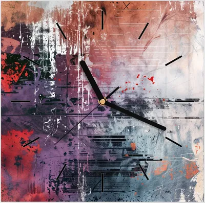 Produktbild von Wanduhr aus Glas mit Motiv Abstrakte Kunst- 30 x 30 cm - inkl. Aufhängesystem