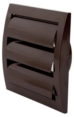 Productafbeelding van Europlast ND10ZB buitenrooster, 148 x 153 mm, Ø 100 mm, met zwaartekrachtlamellen, bruin
