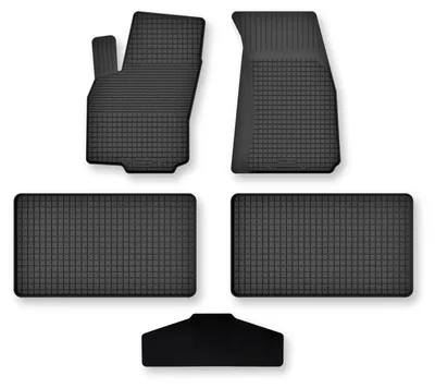 Image de Tapis de sol en caoutchouc + tunnel pour Tesla Model S II 2016- (berline) – 5 pièces, noirs, semi-universel, adapté