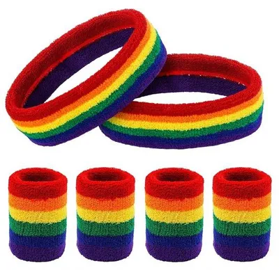 Immagine prodotto di Set da 6 fasce sportive: fascia per capelli e bracciali colorati, adatti sia per uomini che per donne