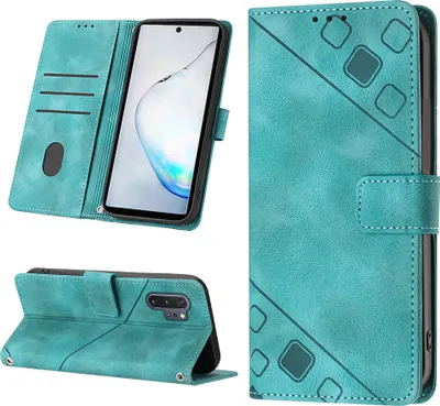 Produktbild von Hülle für Samsung Galaxy Note 10+ Prägung Flip Leder Brieftasche Schutzhülle mit Ständer Grün