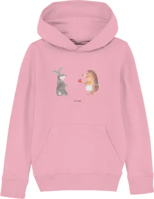 Produktbild von Mr. & Mrs. Panda Kinderpullover Hase Igel 12-14 Jahre (152/164) - Baumwolle Pink - Geschenk, Lustige Sprüche, Kapuzenpulli, Hoodie, Trösten, Hoody, Sweatshirt, Pulli, und