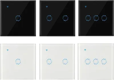 Imagen del producto de Interruptores inalámbricos WiFi, interruptor de luz inteligente para montaje en pared, compatible con Alexa Echo y Home Assistant. Control mediante aplicación, interruptor de luz táctil, compatible con iOS (1, 2 y 3 módulos)