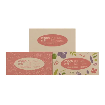 Produktbild von mach m!t PURE Kosmetiktücher in der Box - 200 Blatt 2-lagig - frei von Bleichmitteln - extrem weich & nachhaltig –  Germany – recycelbar