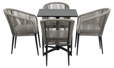 Produktbild von 5-teiliges Gartenset | 4 Gartenstühle Sluis | Klappbarer Gartentisch Gent 70 x 70 cm | Schwarz