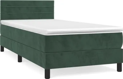 Produktbild von vidaXL Boxspringbett mit Matratze Dunkelgrün 100x200 cm Samt