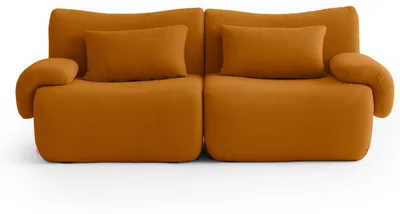 Produktbild von MILYSOFA SOFATIME Modulares Sofa, gerade, 2-Sitzer, Feiner Bouclé-Stoff, Zimtbraun