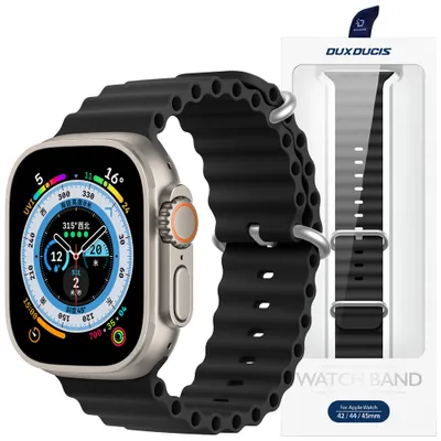 Produktbild von Dux Ducis Armband Uhrarmband 8 / 7 / 6 / 5 / 4 / 3 / 2 / Se (41 / 40 / 38Mm) Silikonarmband Armband Schwarz (Oceanwave Version)
