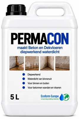 Productafbeelding van Permacon 5 Liter – 20 m² – Beton en steen duurzaam waterdicht maken – Tegen optrekkend vocht – Voor kelderwanden en betonvloer