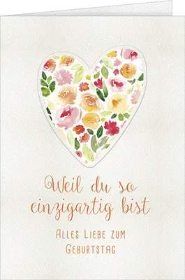 Produktbild von Geburtstag - A4 Karte mit Umschlag – Blumenherz - Weil Du so einzigart