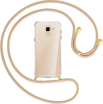 Produktbild von Handykette Backcover-Schutzhülle mit Band (Metall goldfarben) für Samsung Galaxy J6 2018 - beige