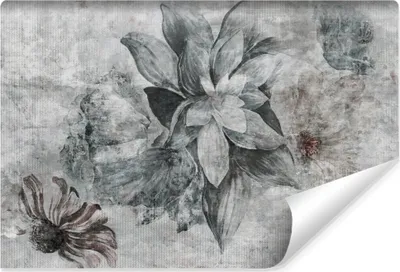 Produktbild von Muralo Selbstklebende Fototapete BLUMEN Beton Optik Vintage Stil für Esszimmer Br. 300cm x Hö. 210cm