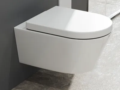 Produktbild von SSWW Keramik Wand Hänge WC - Spülrandlos - Wand-WC - inkl. WC-Sitz mit Soft Close System mit Nano