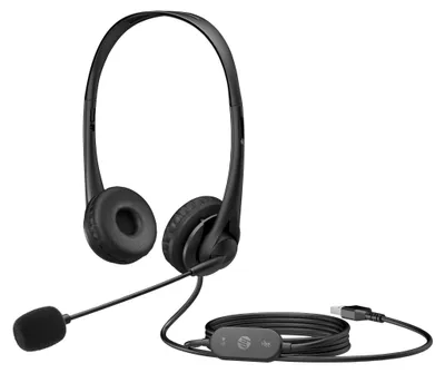 Produktbild von HP Stereo-USB-Headset G2, Kabelgebunden, Büro/Callcenter, 90 g, Kopfhörer, Schwarz