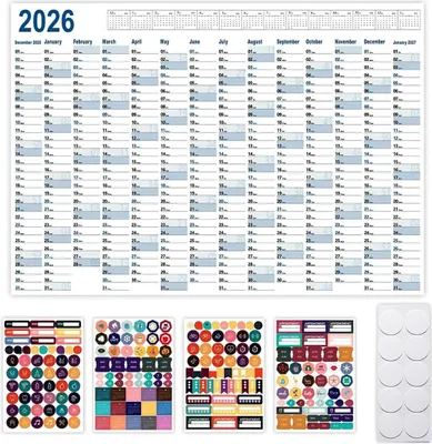 Produktbild von Wandkalender, 2026 Klapp-Kalender Blau 74,2x52,5 cm + A4 Jahresplaner mit italienischen Feiertagen