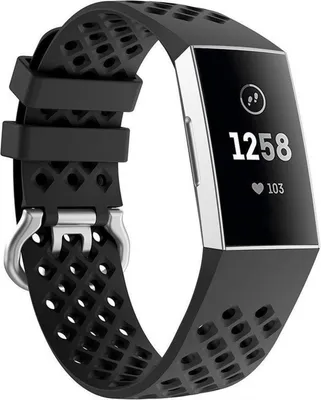 Image de CHPN - Bracelet de montre - Bracelet compatible avec Fitbit - Fitbit Charge 3 - Bracelet de sport - Noir - Grand - Bracelet de montre - Bracelet - Bracelet - Avec trous